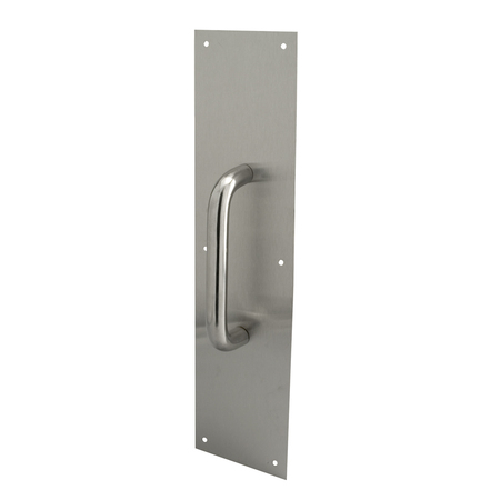 PRIME-LINE 4 x 16 in. Stainless Steel, Round Handle Door Pull Plate Single Pack J 4643